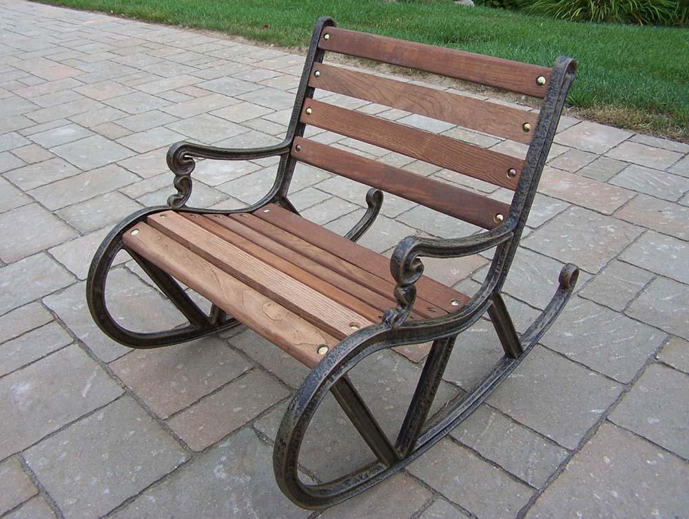 Oakland Living | Cast Iron & Wood Kiddy Settee Rocker | 6012-AB