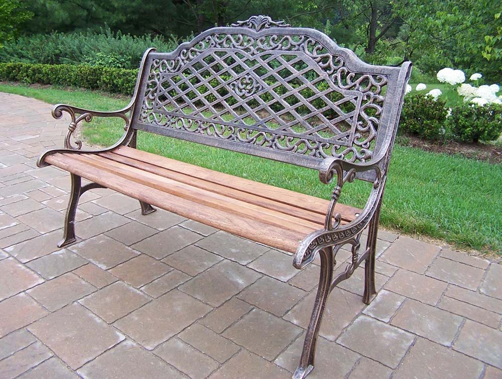 Mississippi Cast Aluminum & Wood High Back Garden Bench