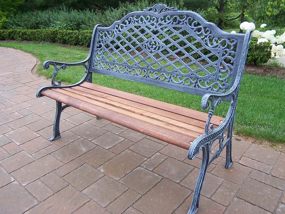 Mississippi Cast Aluminum & Wood High Back Garden Bench