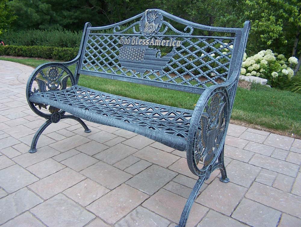 Cast Aluminum God Bless America Bench