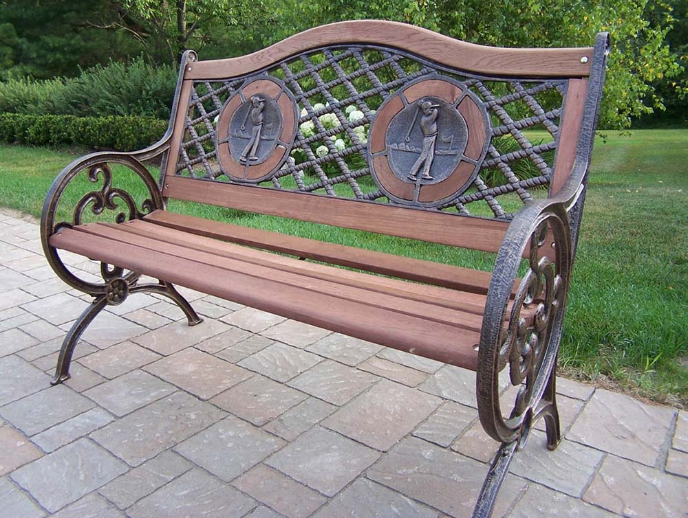 Cast Iron & Wood Golfers Bench