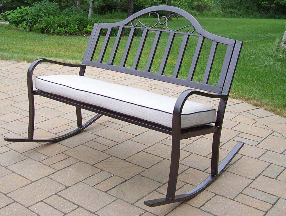 Rochester Tubular Iron Rocking Bench With Cushion