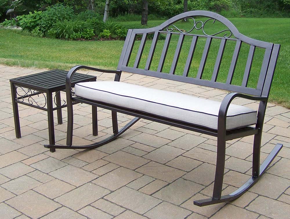 Rochester 2pc Outdoor Rocker Bench Set With Cushion