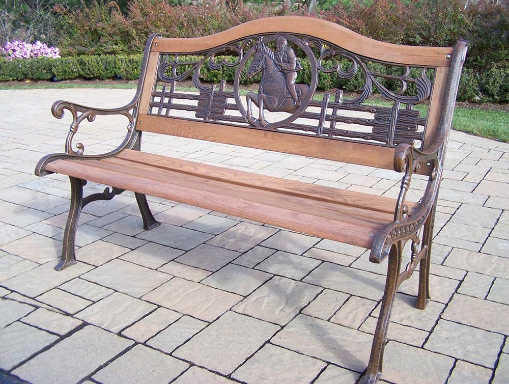 Cast Iron & Wood Derby Horse Bench