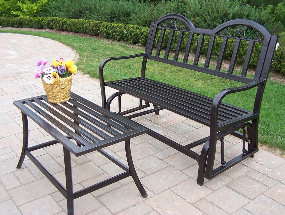 Rochester Glider Bench With Conversation Table