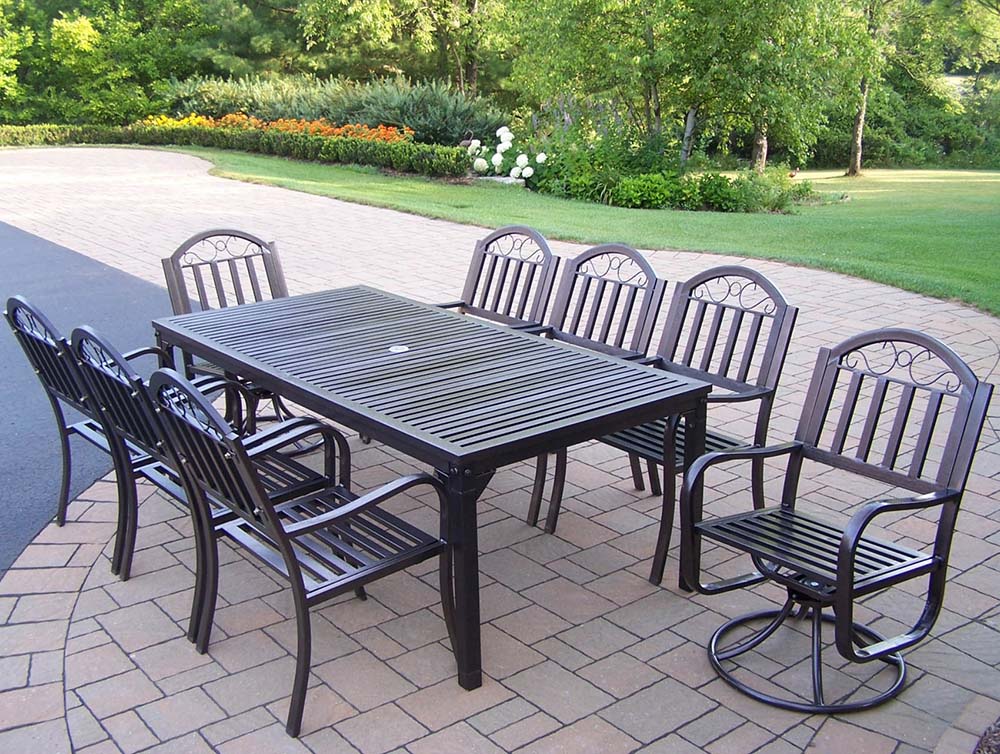 Rochester 80 Inch 9pc Dining Set W/ 2 Swivel Chairs