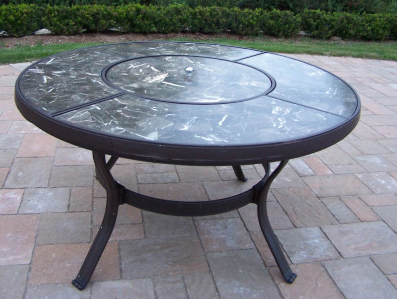 44 Inch Stone Art Chat Table
