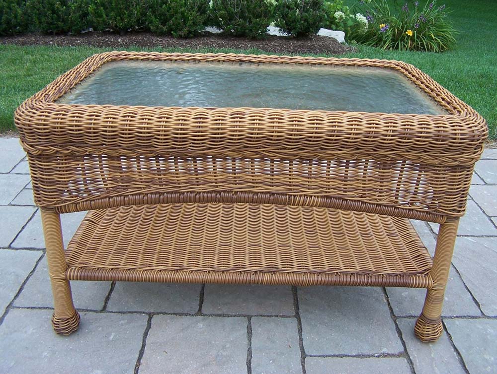 Resin Wicker Rectangular Conversation Table In Natural