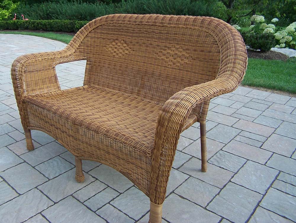 Resin Wicker Outdoor Loveseat in Natural