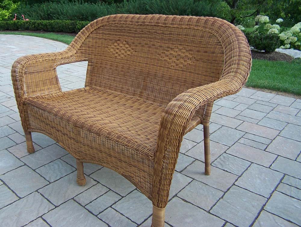 Resin Wicker Outdoor Loveseat In Natural