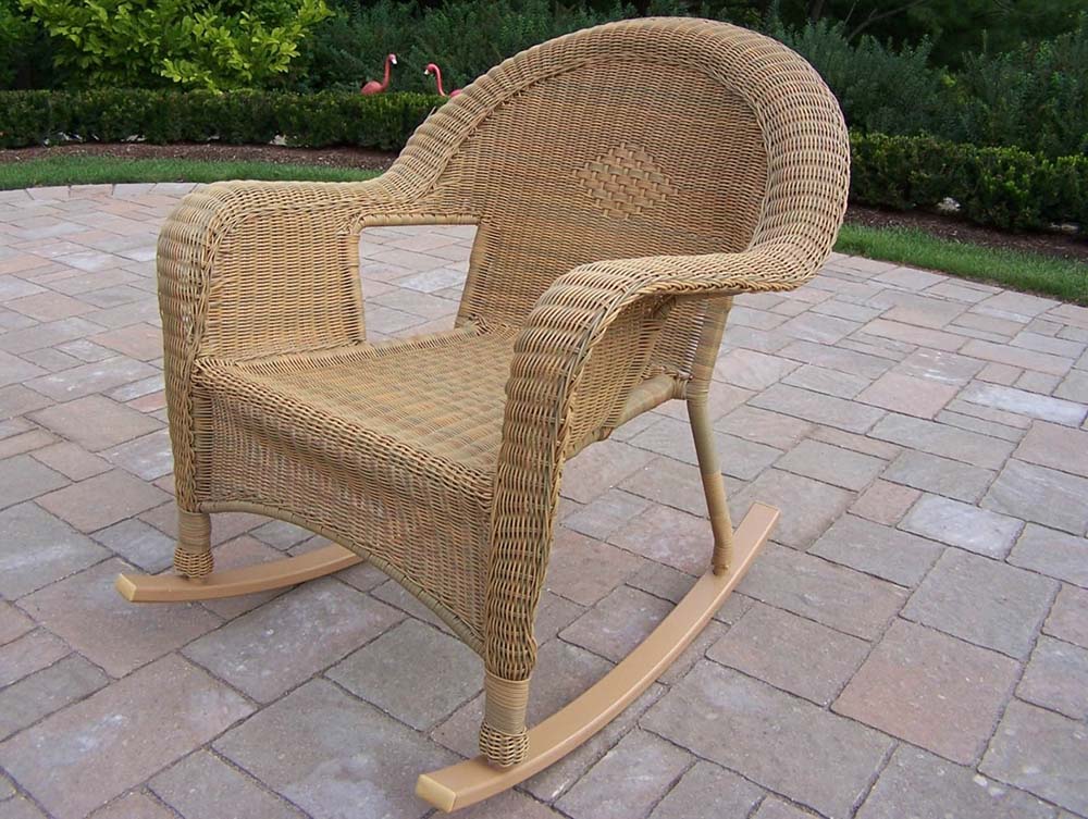 Resin Wicker Outdoor Patio Rocker in Honey (Set of 2)