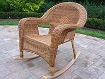 Resin Wicker Outdoor Patio Rocker in Natural (Set of 2)