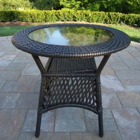Elite Resin Wicker Glass Top Coffee Table