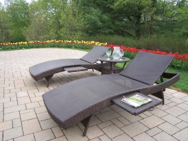 Elite Resin Wicker 3pc Adjustable Chaise Lounge Set