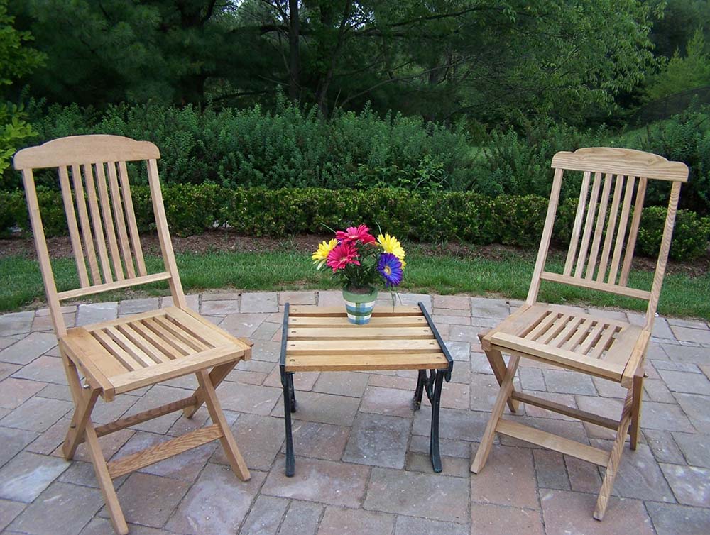 3 Pc Folding Chair Set With End Table