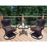 Coffee Tuscany 3pc Swivel Set with Side Table