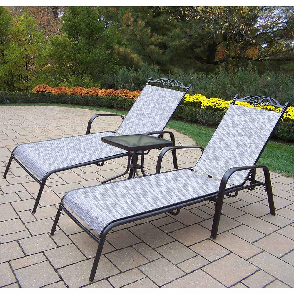 Oakland Living Sling 2pc Chaise Lounge Set Lounge & End Table