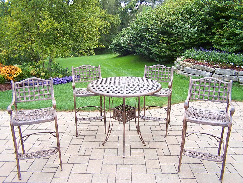 Elite 5 pc Bar Set: Table, 4 Bar Stools