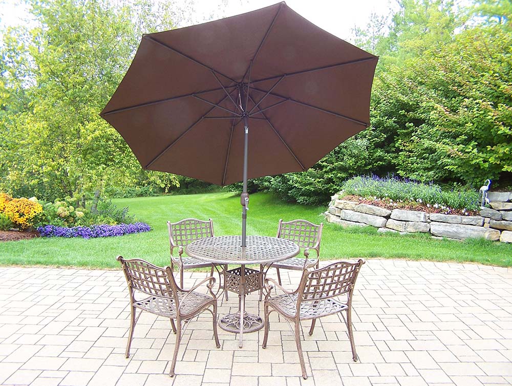 Elite 7pc Set with Table, 4 Chairs, Umbrella