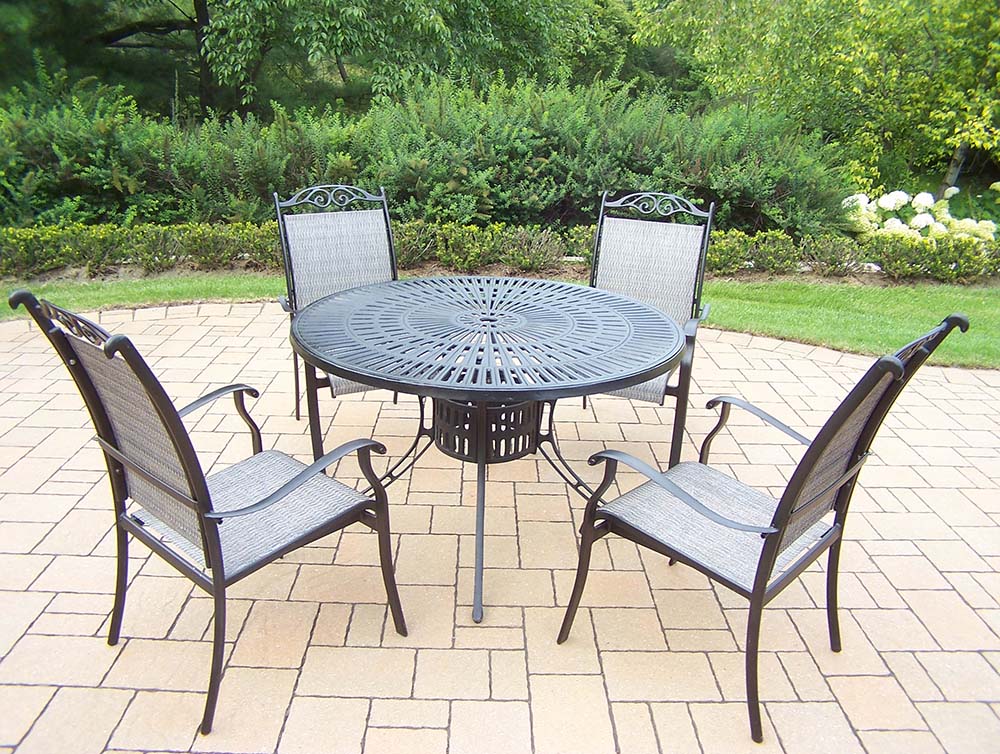 5pc Set: Sunray Table, 4 Stackable Chairs
