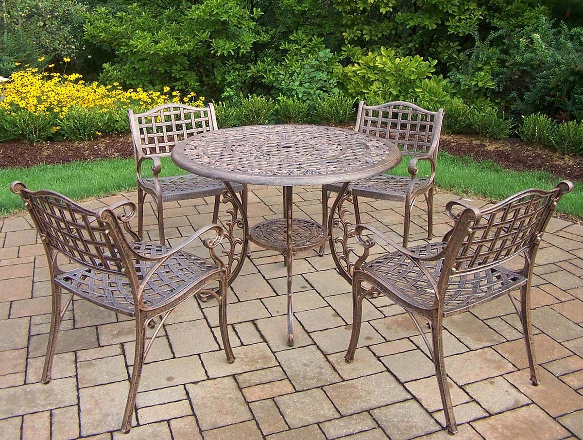 Antique Bronze Elite 5pc Set: Table, 4 Chairs