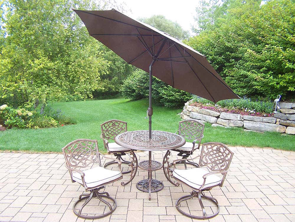 Mississippi 11pc Set: Table, Cushions, Brown Umbrella
