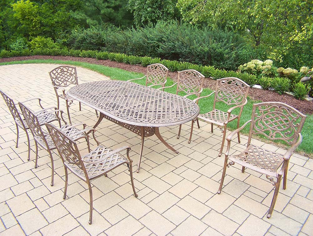 Mississippi Cast Aluminum 9pc Set: Table, Chairs