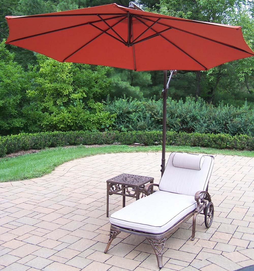 Mississippi Chaise Lounge: Side Table, Orange Umbrella