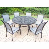 Black Cascade 7pc Set: Table, 6 Stackable Chairs