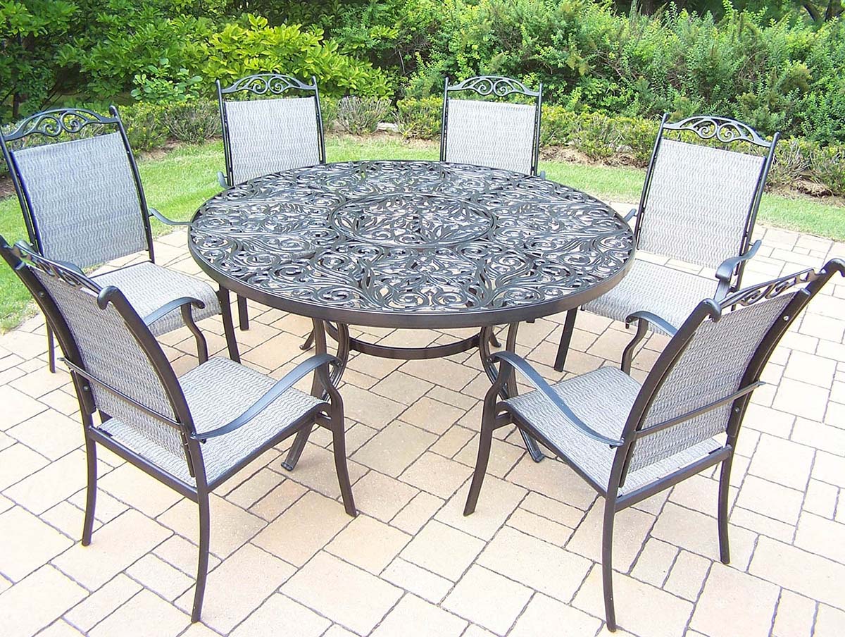 Black Cascade 7pc Set: Table, 6 Stackable Chairs