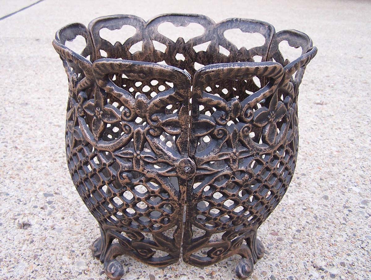 Antique Bronze 12 inch Round Flower Pot Cast Aluminum