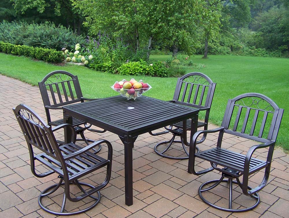 Oakland Living | Rochester Hammer Tone Bronze 5pc Swivel Dining Set ...