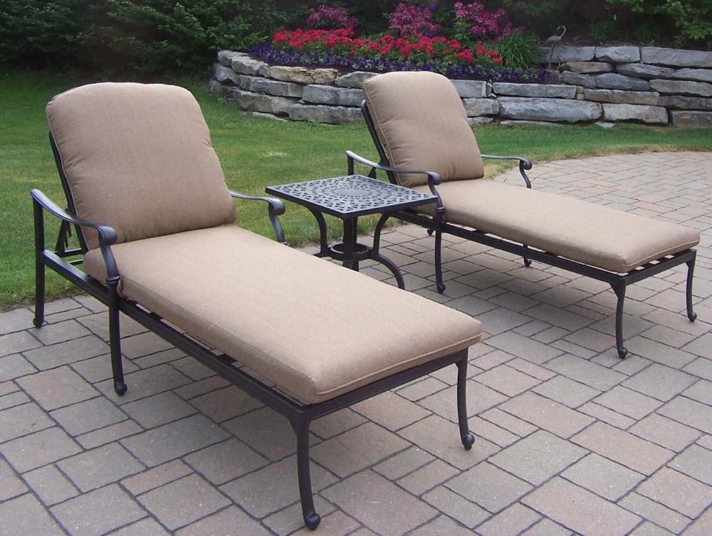 Black Hampton 3pc Chaise Set: Beige Cushions