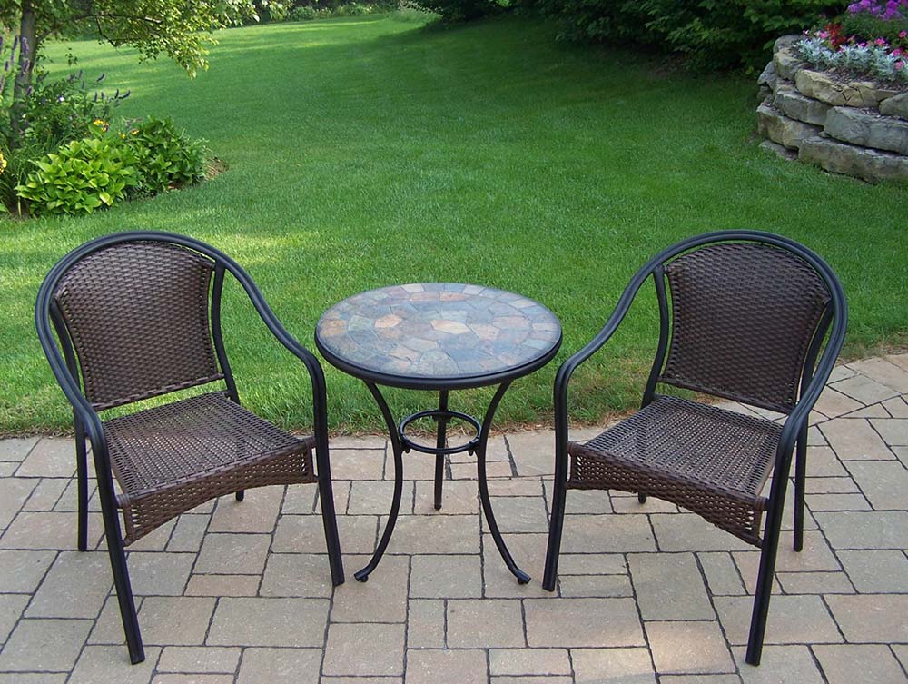 3pc Bistro Set With Tuscany Wicker Chairs