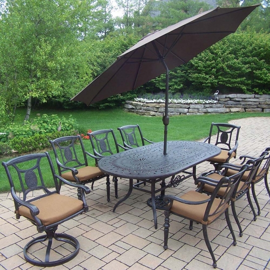 Oakland Living | Aged Victoria 9pc Set: Table, Swivels, Chairs ... Oakland Living | Aged Victoria 9pc Set: Table, Swivels, Chairs ...