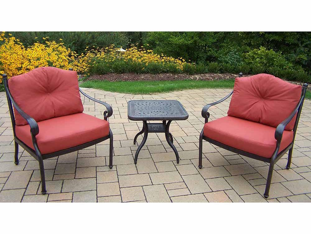 Aged Berkley 3pc Chat Set With Side Table, 2 Chairs