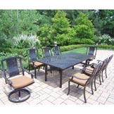 Aged Vanguard 17pc Set: Table, 6 Chairs, 2 Swivel Rocker