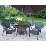 Coffee Elite Resin Wicker 11pc Dining Set: Floral Cushion