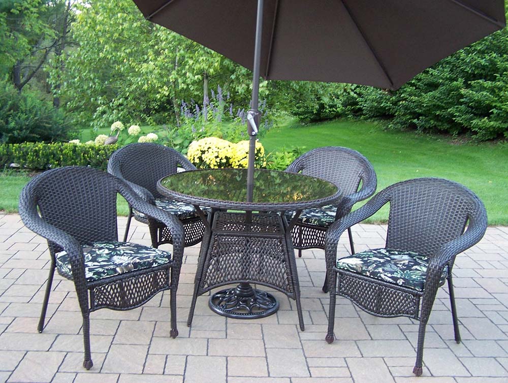 Coffee Elite Resin Wicker 11pc Dining Set: Floral Cushion