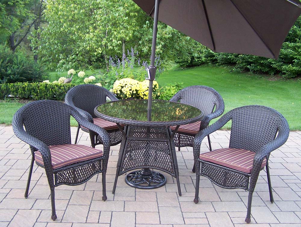 Coffee Elite Resin Wicker 11pc Dining Set: Brown Cushion