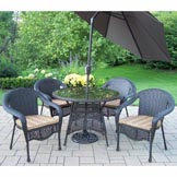 Coffee Elite Resin Wicker 11pc Dining Set: Tan Cushion