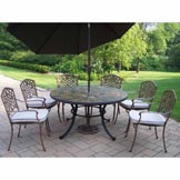 Antique Bronze 15pc Set: Cushions, Table, Brown Umbrella