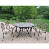 Antique Bronze / Black Stone Art 7pc Dining Set: table