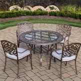 Antique Bronze 5pc Mississippi White Cushion Dining Set