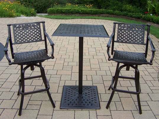 Oakland Living Rose Cast Metal 3pc Swivel Bar Stool 44 Inch Slim Logo Rose Cast Metal 3pc Swivel Bar Stool 44 Inch Table Set