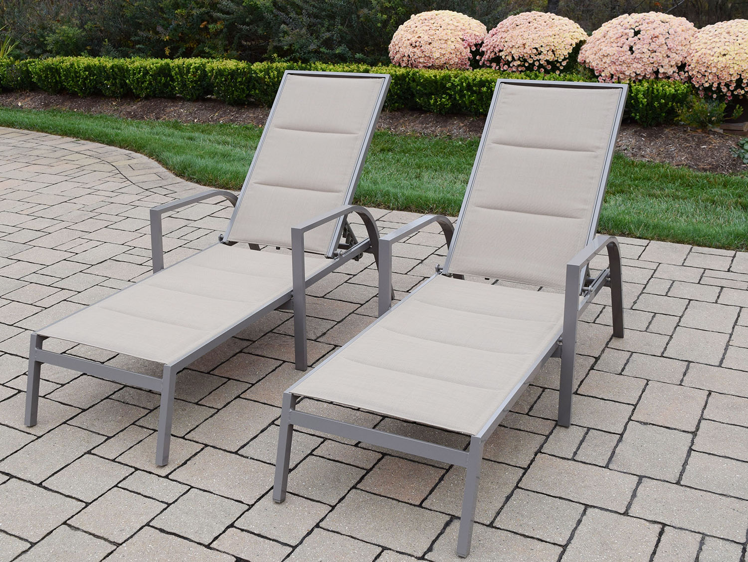 Oakland Pair Of 2 Padded Sling Aluminum Chaise Lounges (set Of 2)
