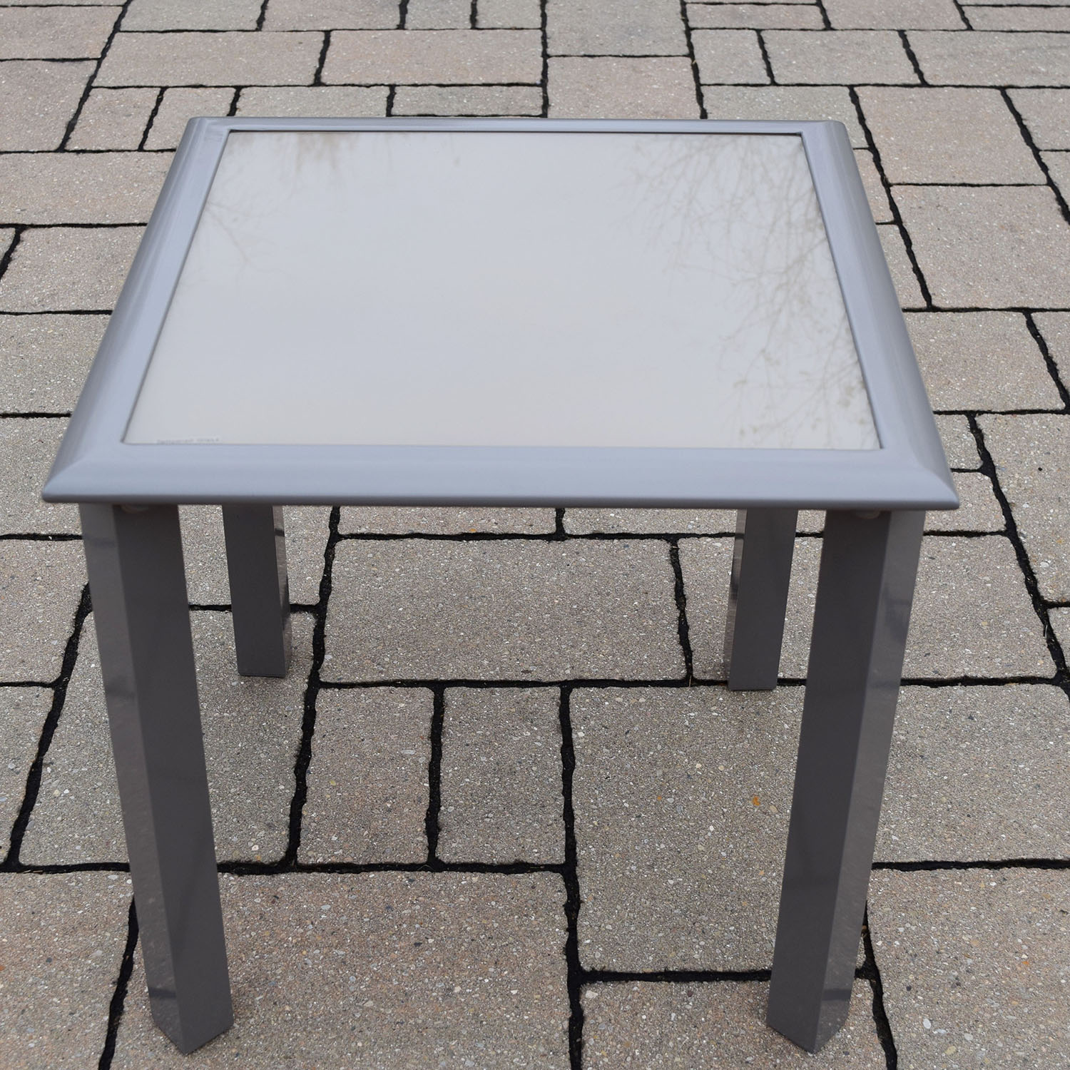 18 Inch Champagne Screen Printed Aluminum Side Table
