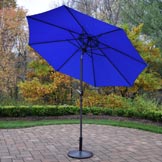 9 foot Blue Crank/Tilt Umbrella Brown Pole: No Stand