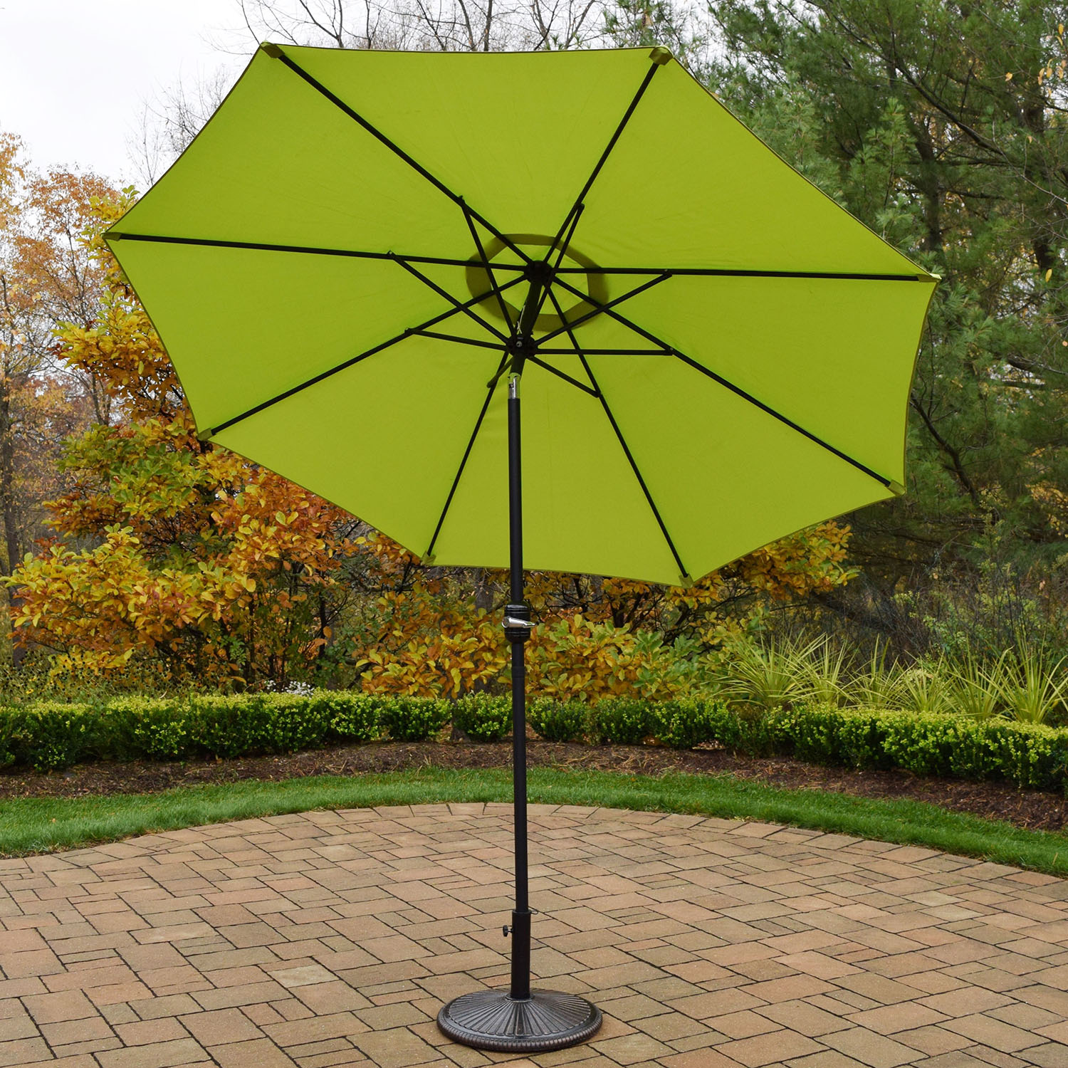 9 Foot Green Crank/tilt Umbrella Black Pole: No Stand