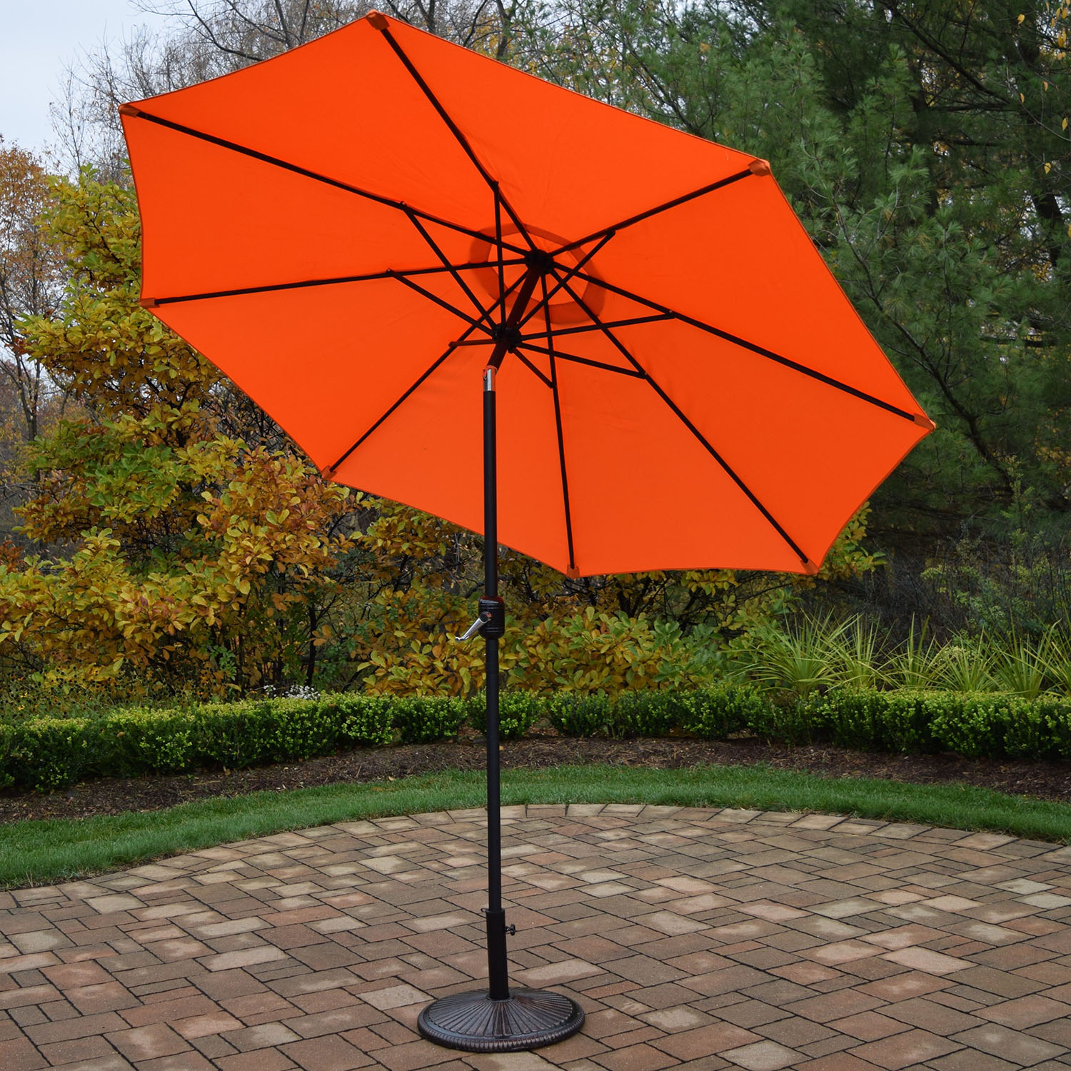9 Foot Orange Crank/tilt Umbrella Black Pole: No Stand